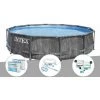 Kit Piscine Tubulaire Intex Baltik Ronde 5,49 X 1,22 M + 6 Cartouches De Filtration + Kit D'entretien + Kit De Traitement Au Chlore - Gris -Piscine Soldes Boutique 16931022 1