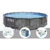 Kit Piscine Tubulaire Intex Baltik Ronde 5,49 X 1,22 M + Kit D'entretien + Bâche à Bulles + Kit De Traitement Au Chlore - Gris -Piscine Soldes Boutique 16931024 1