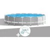 Kit Piscine Tubulaire Intex Prism Frame Ronde 5,49 X 1,22 M + Kit D'entretien - Gris