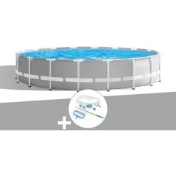 Kit Piscine Tubulaire Intex Prism Frame Ronde 5,49 X 1,22 M + Kit D'entretien - Gris