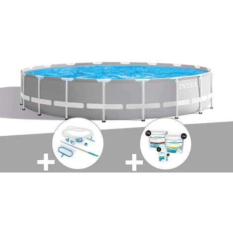 Kit Piscine Tubulaire Intex Prism Frame Ronde 5,49 X 1,22 M + Kit D'entretien + Kit De Traitement Au Chlore - Gris 3 Kit Piscine Tubulaire Intex Prism Frame Ronde 5,49 X 1,22 M + Kit D'entretien + Kit De Traitement Au Chlore - Gris