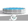 Kit Piscine Tubulaire Intex Prism Frame Ronde 5,49 X 1,22 M + Kit De Traitement Au Chlore - Gris