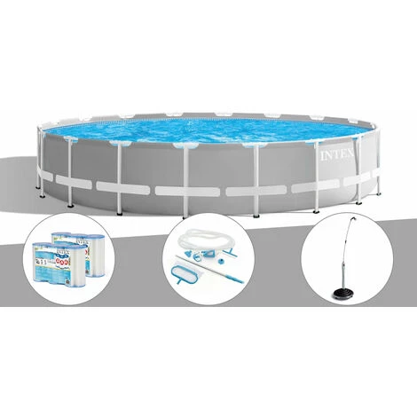 Kit Piscine Tubulaire Intex Prism Frame Ronde 5,49 X 1,22 M + 6 Cartouches De Filtration + Kit D'entretien + Douche Solaire - Gris 3 Kit Piscine Tubulaire Intex Prism Frame Ronde 5,49 X 1,22 M + 6 Cartouches De Filtration + Kit D'entretien + Douche Solaire - Gris