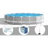 Kit Piscine Tubulaire Intex Prism Frame Ronde 5,49 X 1,22 M + Kit D'entretien + Bâche à Bulles + Douche Solaire - Gris