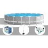 Kit Piscine Tubulaire Intex Prism Frame Ronde 5,49 X 1,22 M + Bâche à Bulles + Douche Solaire + Kit De Traitement Au Chlore - Gris -Piscine Soldes Boutique 18022585 1