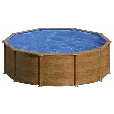 Piscine Ronde Acier Gré Sicilia Imitation Bois - 3,50 X 1,20 M 3 Piscine Ronde Acier Gré Sicilia Imitation Bois - 3,50 X 1,20 M
