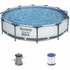 BESTWAY Bestwax Piscine Tubulaire Steel Pro MAX 366 X 76 Cm Pompe Et Cartouche De Filtration -Piscine Soldes Boutique 18599241 3