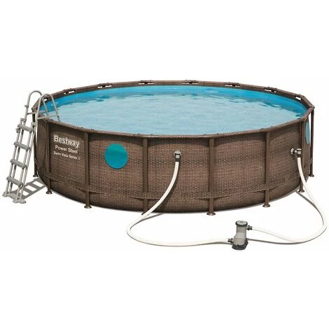 BESTWAY Piscine Tubulaire Hors Sol Power Steel Swim Vista Ronde 488 Cm - Brown 3 BESTWAY Piscine Tubulaire Hors Sol Power Steel Swim Vista Ronde 488 Cm - Brown