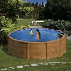 Gré Piscine Ronde Acier Gre Mauritius Imitation Bois - Ø 3,50 X 1,32 M -Piscine Soldes Boutique 18652931 3