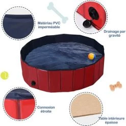 COSTWAY Piscine Pour Chiens Pliable En PVC Ø120xH30 Cm Baignoire Portable Pour Animaux De Compagnie Avec Robinet De Vidange Rotatif -Piscine Soldes Boutique 23501515 3