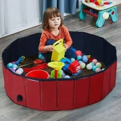 COSTWAY Piscine Pour Chiens Pliable En PVC Ø120xH30 Cm Baignoire Portable Pour Animaux De Compagnie Avec Robinet De Vidange Rotatif -Piscine Soldes Boutique 23501515 4