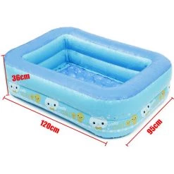 MAEREX Piscine Gonflable 2 Couches Rectangulaire 120 X 95 X 36 Cm Bleu -Piscine Soldes Boutique 25363332 2