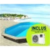 HABITAT & JARDIN Piscine Bois " Brazilia " 5.86 X 3.86 X 1.20 M + Pompe à Chaleur Réversible "Simplicity By Hayward" ON/OFF - 5 KW - Blanc -Piscine Soldes Boutique 27802228 1