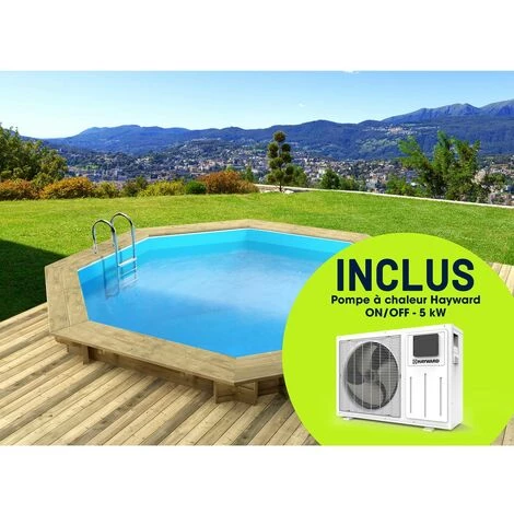 HABITAT & JARDIN Piscine Bois " Verona " - 5.10 X 1.20 M + Pompe à Chaleur Réversible "Simplicity By Hayward" ON/OFF - 5 KW - Blanc 3 HABITAT & JARDIN Piscine Bois " Verona " - 5.10 X 1.20 M + Pompe à Chaleur Réversible "Simplicity By Hayward" ON/OFF - 5 KW - Blanc
