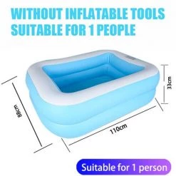 MERKMAK Piscine Gonflable Rectangulaire Piscine Gonflable Pour Enfants Epaisse Et Resistante A L Usure Adaptee Aux Adultes Et Aux Bebes 110 X 88 X 33cm