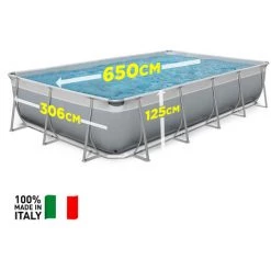 New Plast Piscine Hors Sol Rectangulaire 650x265 H125 Kit Et Accessoires Gris Blanc Futura 650 -Piscine Soldes Boutique 28012261 2