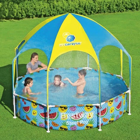 BESTWAY Piscine Tubulaire Hors Sol Tana Avec Parasol Et Brumisateur Intégré. Ronde Ø244x51cm - Bleu 3 BESTWAY Piscine Tubulaire Hors Sol Tana Avec Parasol Et Brumisateur Intégré. Ronde Ø244x51cm - Bleu