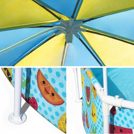 BESTWAY Piscine Tubulaire Hors Sol Tana Avec Parasol Et Brumisateur Intégré. Ronde Ø244x51cm - Bleu 5 BESTWAY Piscine Tubulaire Hors Sol Tana Avec Parasol Et Brumisateur Intégré. Ronde Ø244x51cm - Bleu – Image 3