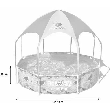 BESTWAY Piscine Tubulaire Hors Sol Tana Avec Parasol Et Brumisateur Intégré. Ronde Ø244x51cm - Bleu 7 BESTWAY Piscine Tubulaire Hors Sol Tana Avec Parasol Et Brumisateur Intégré. Ronde Ø244x51cm - Bleu – Image 5