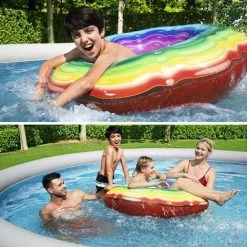 BESTWAY Piscine Gonflable Hors Sol Aral Imitation Rotin. Ronde 396x84cm Avec Pompe De Filtration. Filtre à Cartouche Et Cartouche Filtrante - Aspect Rotin -Piscine Soldes Boutique 28171327 3