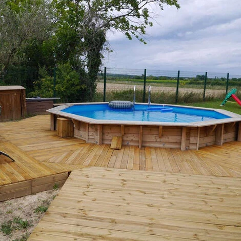 Piscine En Bois Octogonale Ubbink Océa 5,10 X 1,20 M - Liner Bleu - Bleu 3 Piscine En Bois Octogonale Ubbink Océa 5,10 X 1,20 M - Liner Bleu - Bleu – Image 2