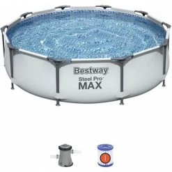 Piscine Hors-sol Tubulaire Bestway Steel Pro Max 305x76 Cm Épurateur à Cartouche De 1 249 L/H