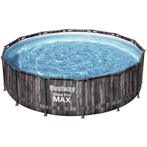 Kit Piscine Bestway STEEL PRO MAX Ronde Ø427x107cm Décor Bois Filtration Cartouche 3 Kit Piscine Bestway STEEL PRO MAX Ronde Ø427x107cm Décor Bois Filtration Cartouche