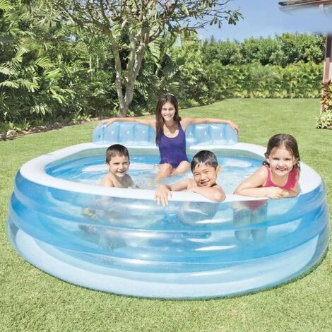 Piscine Familiale Avec Banquette Intégrée Intex - Bleu - Bleu Et Blanc 4 Piscine Familiale Avec Banquette Intégrée Intex - Bleu - Bleu Et Blanc – Image 2