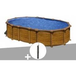 Kit Piscine Acier Aspect Bois Gré VAmazonia Ovale 6,34 X 3,99 X 1,32 M + Douche - Aspectbois