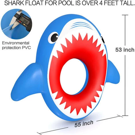 MERKMAK Piscine Gonflable De Lit Flottant De Requin Pour Enfants Et Adultes, Anneau De Natation Geant, Jouet D Eau Exterieur D Ete 4 MERKMAK Piscine Gonflable De Lit Flottant De Requin Pour Enfants Et Adultes, Anneau De Natation Geant, Jouet D Eau Exterieur D Ete – Image 2