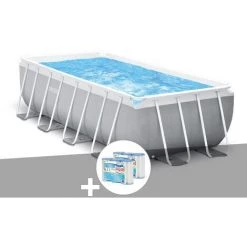 Kit Piscine Tubulaire Intex Prism Frame Rectangulaire 4,00 X 2,00 X 1,22 M + 6 Cartouches De Filtration