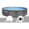 Kit Piscine Tubulaire Intex Baltik Ronde 5,49 X 1,22 M + Douche Solaire + Pompe à Chaleur - Gris -Piscine Soldes Boutique 32832038 1