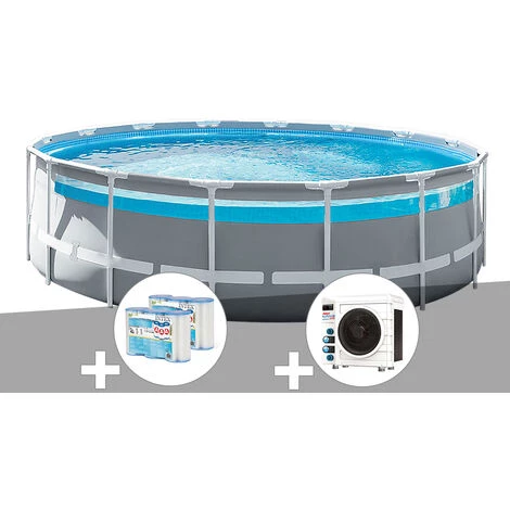 Kit Piscine Tubulaire Intex Prism Frame Clear Window Ronde 4,88 X 1,22 M + 6 Cartouches De Filtration + Pompe à Chaleur - Gris 3 Kit Piscine Tubulaire Intex Prism Frame Clear Window Ronde 4,88 X 1,22 M + 6 Cartouches De Filtration + Pompe à Chaleur - Gris