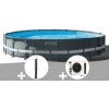 Kit Piscine Tubulaire Intex Ultra XTR Frame Ronde 6,10 X 1,22 M + Douche Solaire + Pompe à Chaleur - Gris