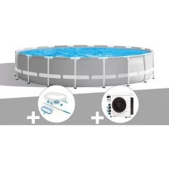 Kit Piscine Tubulaire Intex Prism Frame Ronde 5,49 X 1,22 M + Kit D'entretien + Pompe à Chaleur
