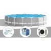 Kit Piscine Tubulaire Intex Prism Frame Ronde 5,49 X 1,22 M + Kit D'entretien + Bâche à Bulles + Pompe à Chaleur