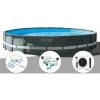 Kit Piscine Tubulaire Intex Ultra XTR Frame Ronde 6,10 X 1,22 M + Kit D'entretien + Kit De Traitement Au Chlore + Pompe à Chaleur - Gris