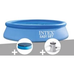 Kit Piscine Autoportée Intex Easy Set 2,44 X 0,61 M + Bâche De Protection + Épurateur à Cartouche - Bleu
