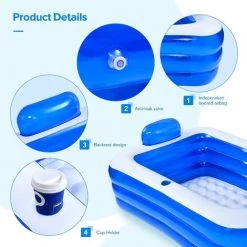 BARES Piscine Gonflable - Rectangulaire Épaissi Piscine Gonflable, Pleine Grandeur Pour Enfants Et Adultes, Pour La Famille, Jardin, Extérieur, Arrière-Cour -Piscine Soldes Boutique 33540682 3