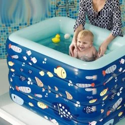YONGQING Piscine Gonflable D'été à 4 Couches Ou Piscine Pliable Pour Enfants, Baignoire Extérieure Intérieure (1.2m) - Bleu De La Mer Profonde - Bleu De La Mer Profonde -Piscine Soldes Boutique 34133397 5
