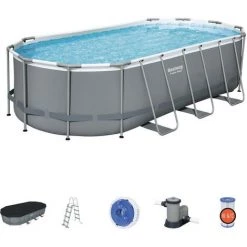 Piscine Hors-sol Tubulaire Bestway Power Steel Oval 549x274x122 Cm Épurateur à Cartouche De 5 678 L/H Bâche Et Échelle