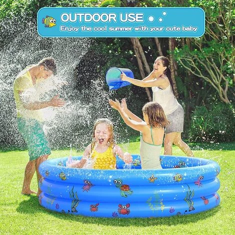 Kueatily Piscine Gonflable De Rembourrage De Petite Piscine Pour Enfants Ronde Pliable En PVC Pour Douche Familiale Baignoire Portable En Centre De Jeu De L'eau Pêche (130 CM) 4 Kueatily Piscine Gonflable De Rembourrage De Petite Piscine Pour Enfants Ronde Pliable En PVC Pour Douche Familiale Baignoire Portable En Centre De Jeu De L'eau Pêche (130 CM) – Image 2