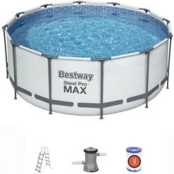 Piscine Hors-sol Tubulaire Bestway Steel Pro Max 305x100 Cm Épurateur à Cartouche 1.249 L/H Échelle