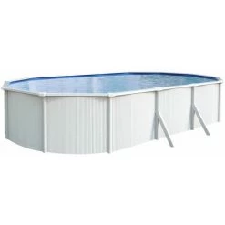 TRIGANO Piscine Hors Sol Acier Ovale 6,10 X 3,65 X 1,2 M Blanche SAPHIR