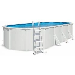 TRIGANO Piscine Hors Sol Acier Ovale 7,30 X 3,65 X 1,2 M Blanche SAPHIR