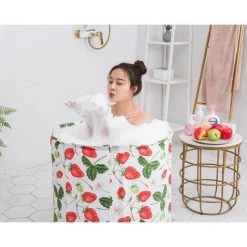 THSINDE Baignoire Pliante Ménagère, Baignoires Portables, Baignoires Autoportantes Pour Tout Le Corps, Baignoires Pour Adultes Et , Durables Et Antidérapantes,rose -Piscine Soldes Boutique 35464454 3