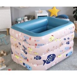 SKECTEN Piscine Gonflable Pataugeoire En PVC Enfant Baignoire 4 Couches Piscine De Jardin Gonflage Automatique Sans Fil 75 * 90 *120cm Rose -Piscine Soldes Boutique 35620395 4