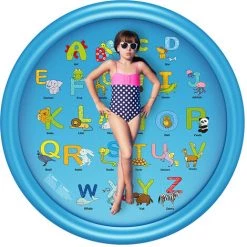 TIGA 170CMx10CM Piscine Gonflable Summer Splash Sprinkle Sprinkler Playmat Outdoor Water Play Mat Jouet Pour Enfants Enfants Tout-petits (Type B - Tapis Anti-éclaboussures Rond 170cm) -Piscine Soldes Boutique 35626036 5