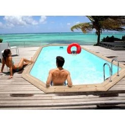 HABITAT ET JARDIN Piscine Bois " Cordoue " - 3.48 X 2.15 X 1.18 M + Mini Pompe à Chaleur 3.5kW - Métal - Gris -Piscine Soldes Boutique 35646193 3