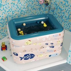 Aqrau Piscine Gonflable Avec Recharge Automatique Sans Fil Piscine Bébé Piscine Familiale 1.2M | ROSE